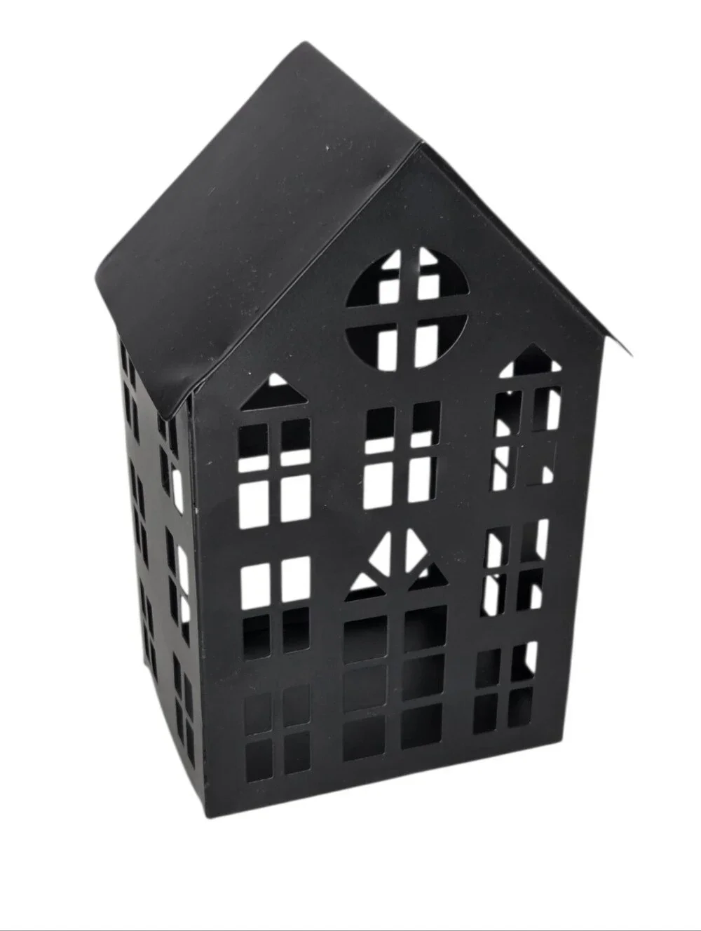 Black Metal Haunted House Tea Light Candle Lantern Halloween Decor